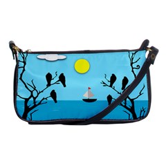 Birds Sun Tree Animal Black Tree Shoulder Clutch Bag by HermanTelo