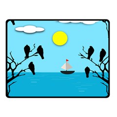 Birds Sun Tree Animal Black Tree Fleece Blanket (small) by HermanTelo