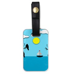 Birds Sun Tree Animal Black Tree Luggage Tag (one Side) by HermanTelo