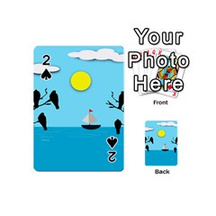 Birds Sun Tree Animal Black Tree Playing Cards Double Sided (mini)