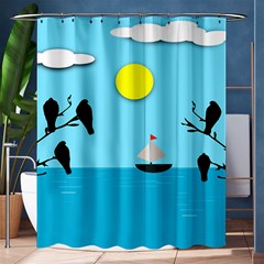 Birds Sun Tree Animal Black Tree Shower Curtain 60  X 72  (medium) 