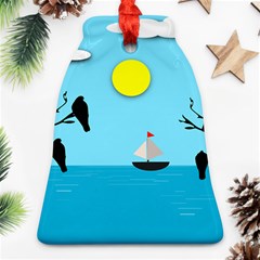 Birds Sun Tree Animal Black Tree Bell Ornament (two Sides)