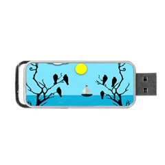 Birds Sun Tree Animal Black Tree Portable Usb Flash (one Side)