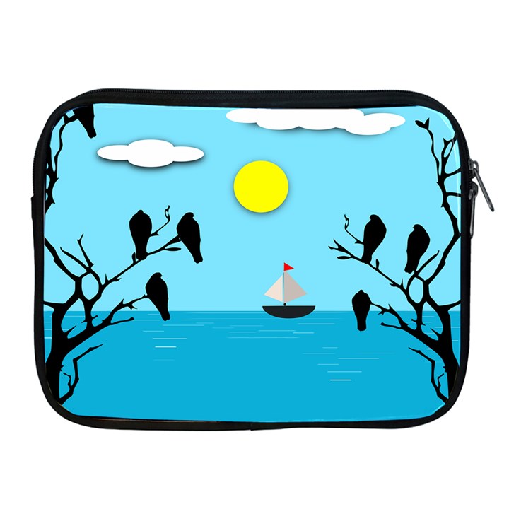 Birds Sun Tree Animal Black Tree Apple iPad 2/3/4 Zipper Cases