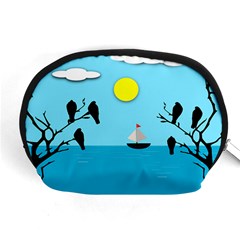 Birds Sun Tree Animal Black Tree Accessory Pouch (medium)