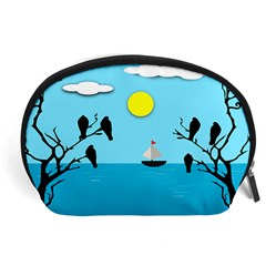 Birds Sun Tree Animal Black Tree Accessory Pouch (large)