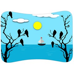 Birds Sun Tree Animal Black Tree Velour Seat Head Rest Cushion