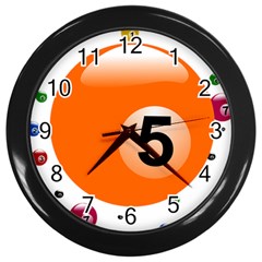 Billiard Ball Ball Game Pink Orange Wall Clock (black) by HermanTelo