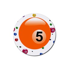 Billiard Ball Ball Game Pink Orange Rubber Round Coaster (4 Pack)  by HermanTelo