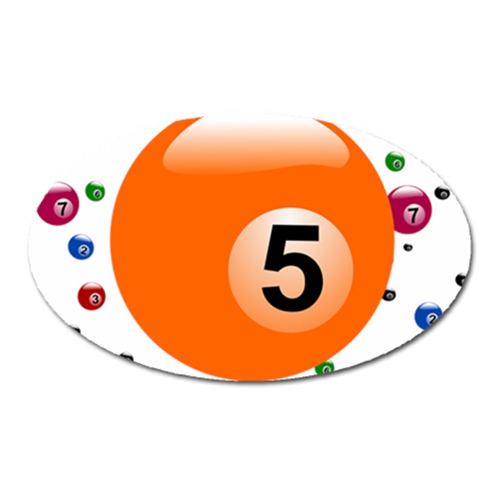 Billiard Ball Ball Game Pink Orange Oval Magnet