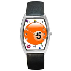 Billiard Ball Ball Game Pink Orange Barrel Style Metal Watch