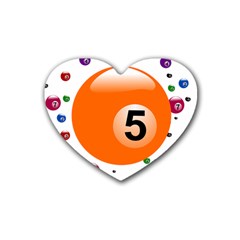 Billiard Ball Ball Game Pink Orange Rubber Coaster (heart)  by HermanTelo