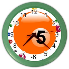 Billiard Ball Ball Game Pink Orange Color Wall Clock