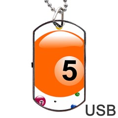 Billiard Ball Ball Game Pink Orange Dog Tag Usb Flash (two Sides) by HermanTelo