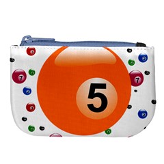 Billiard Ball Ball Game Pink Orange Large Coin Purse by HermanTelo