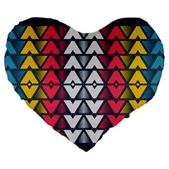 Background Colorful Geometric Unique Large 19  Premium Flano Heart Shape Cushions