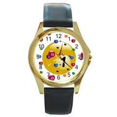 Billiard Ball Ball Game Round Gold Metal Watch by HermanTelo