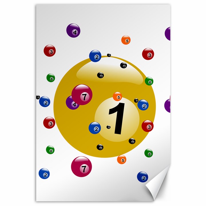 Billiard Ball Ball Game Canvas 12  x 18 