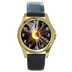 Abstract Exploding Design Round Gold Metal Watch by HermanTelo