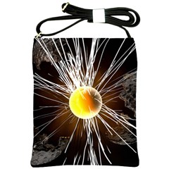 Abstract Exploding Design Shoulder Sling Bag