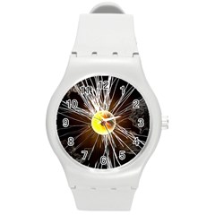 Abstract Exploding Design Round Plastic Sport Watch (m)