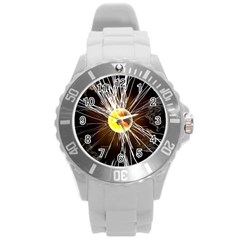 Abstract Exploding Design Round Plastic Sport Watch (l) by HermanTelo