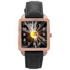 Abstract Exploding Design Rose Gold Leather Watch  by HermanTelo