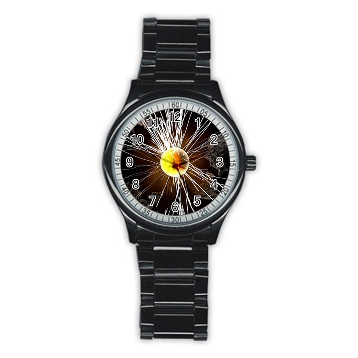 Abstract Exploding Design Stainless Steel Round Watch