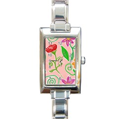 Background Colorful Floral Flowers Rectangle Italian Charm Watch by HermanTelo