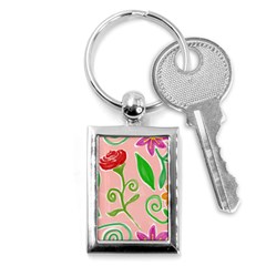 Background Colorful Floral Flowers Key Chain (rectangle) by HermanTelo