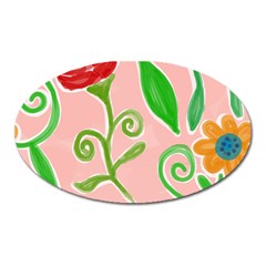 Background Colorful Floral Flowers Oval Magnet by HermanTelo