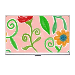 Background Colorful Floral Flowers Business Card Holder