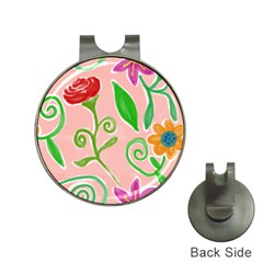 Background Colorful Floral Flowers Hat Clips With Golf Markers