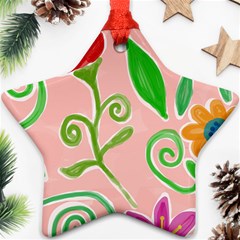 Background Colorful Floral Flowers Star Ornament (two Sides)