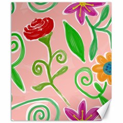 Background Colorful Floral Flowers Canvas 20  X 24 