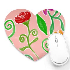 Background Colorful Floral Flowers Heart Mousepads