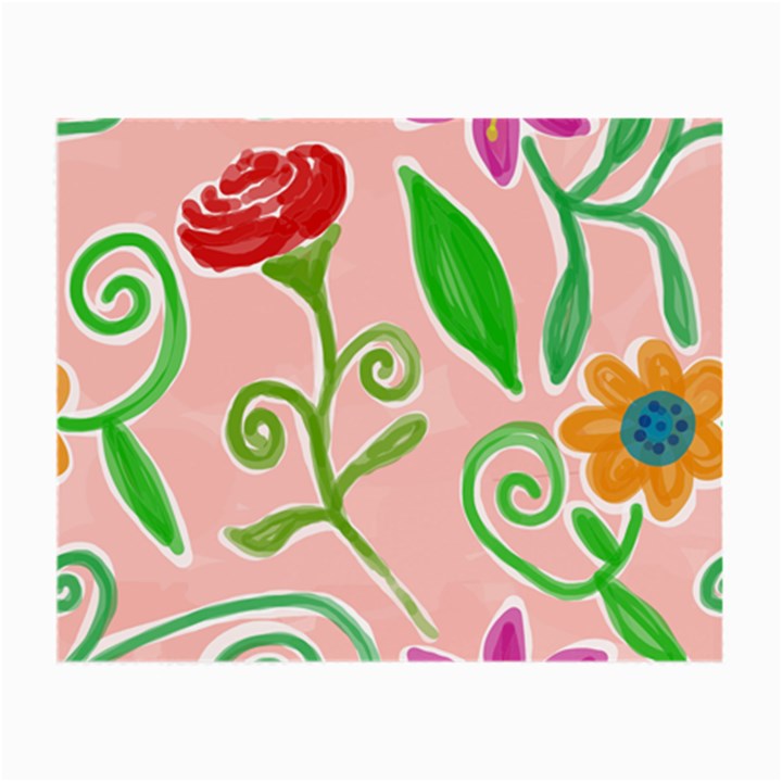 Background Colorful Floral Flowers Small Glasses Cloth (2 Sides)