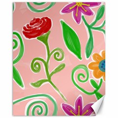 Background Colorful Floral Flowers Canvas 11  X 14  by HermanTelo