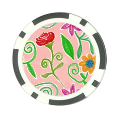 Background Colorful Floral Flowers Poker Chip Card Guard