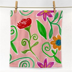 Background Colorful Floral Flowers Face Towel by HermanTelo