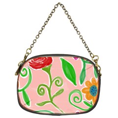 Background Colorful Floral Flowers Chain Purse (two Sides)