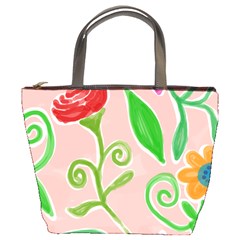 Background Colorful Floral Flowers Bucket Bag