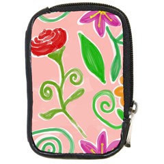 Background Colorful Floral Flowers Compact Camera Leather Case