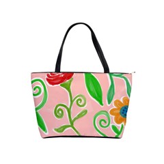 Background Colorful Floral Flowers Classic Shoulder Handbag by HermanTelo