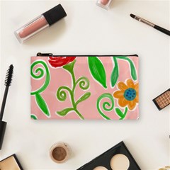 Background Colorful Floral Flowers Cosmetic Bag (small)