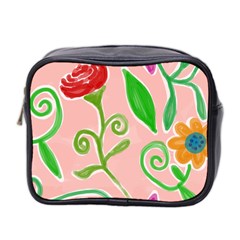 Background Colorful Floral Flowers Mini Toiletries Bag (two Sides)