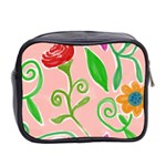 Background Colorful Floral Flowers Mini Toiletries Bag (Two Sides) Back