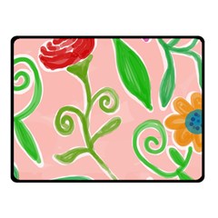 Background Colorful Floral Flowers Fleece Blanket (small)