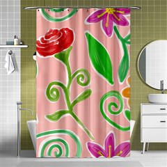 Background Colorful Floral Flowers Shower Curtain 48  X 72  (small) 