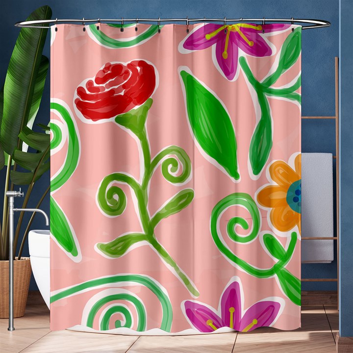 Background Colorful Floral Flowers Shower Curtain 60  x 72  (Medium) 